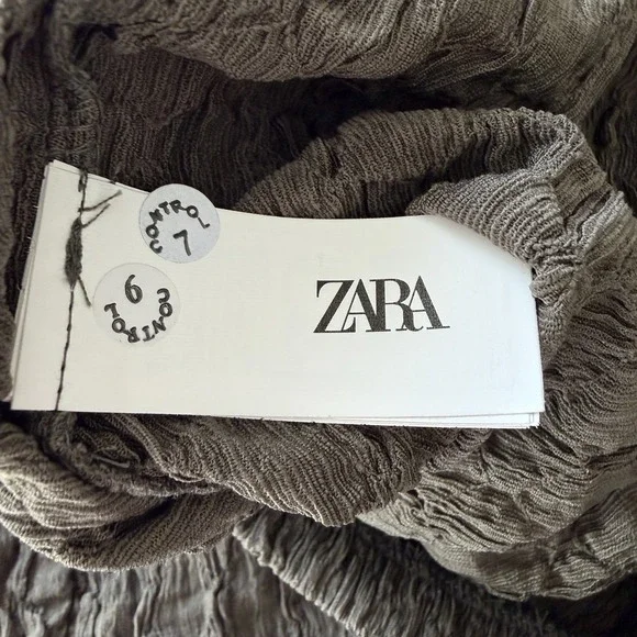 NWT Zara High-Waisted Balloon Style Joggers Olive Green Textured Bohemian Large - Picture 13 of 14